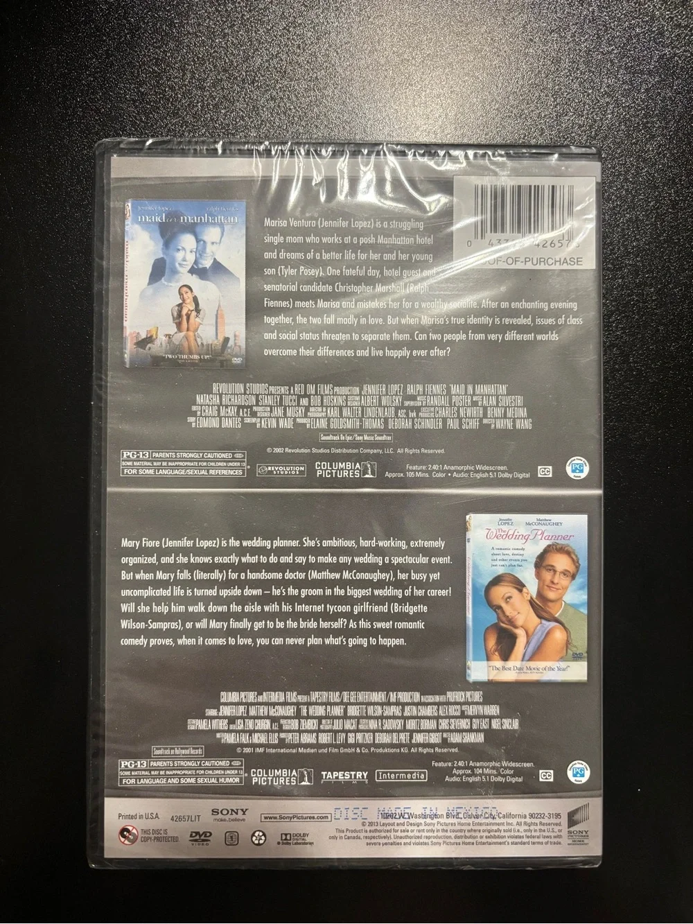 maid in manhattan and the wedding planner dvd nwt